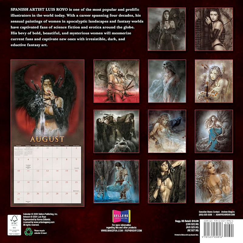 FANTASY ART OF ROYO - OFFICIAL 2025 CALENDAR