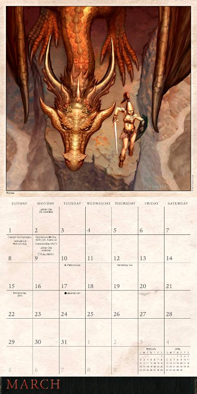 DRAGONS - 2020 CALENDAR BY CIRUELO