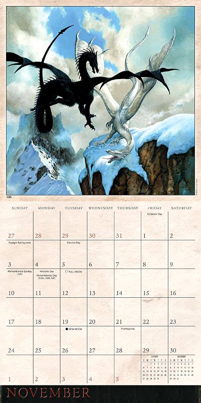 DRAGONS - 2019 CALENDAR BY CIRUELO